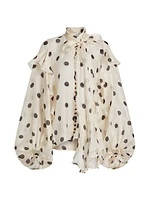 Crush Ruffled Polka Dot Tieneck Shirt