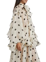 Crush Ruffled Polka Dot Tieneck Shirt