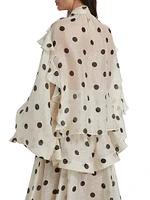Crush Ruffled Polka Dot Tieneck Shirt