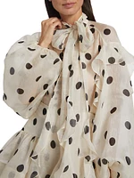 Crush Ruffled Polka Dot Tieneck Shirt