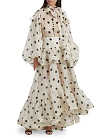 Crush Ruffled Polka Dot Tieneck Shirt