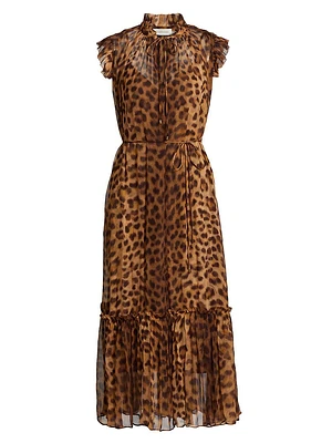 Crush Leopard Flutter Midi-Dress