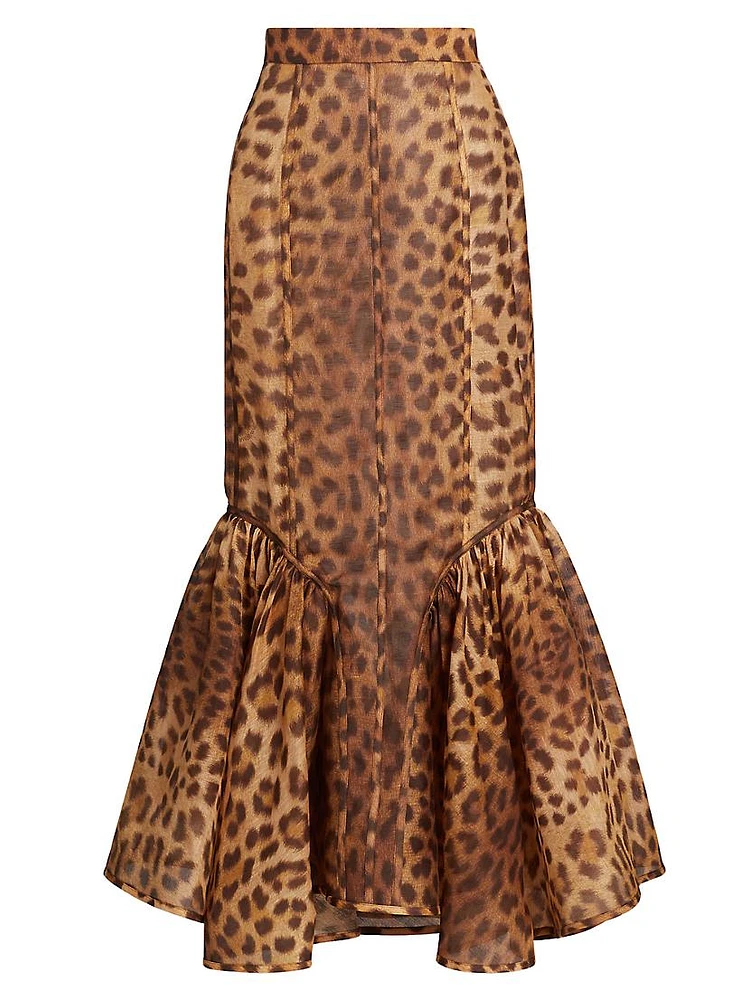 Crush Leopard-Print Paneled Maxi Skirt