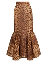 Crush Leopard-Print Paneled Maxi Skirt