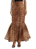 Crush Leopard-Print Paneled Maxi Skirt