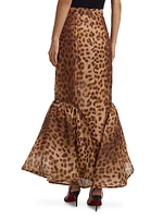 Crush Leopard-Print Paneled Maxi Skirt