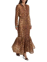 Crush Leopard-Print Paneled Maxi Skirt