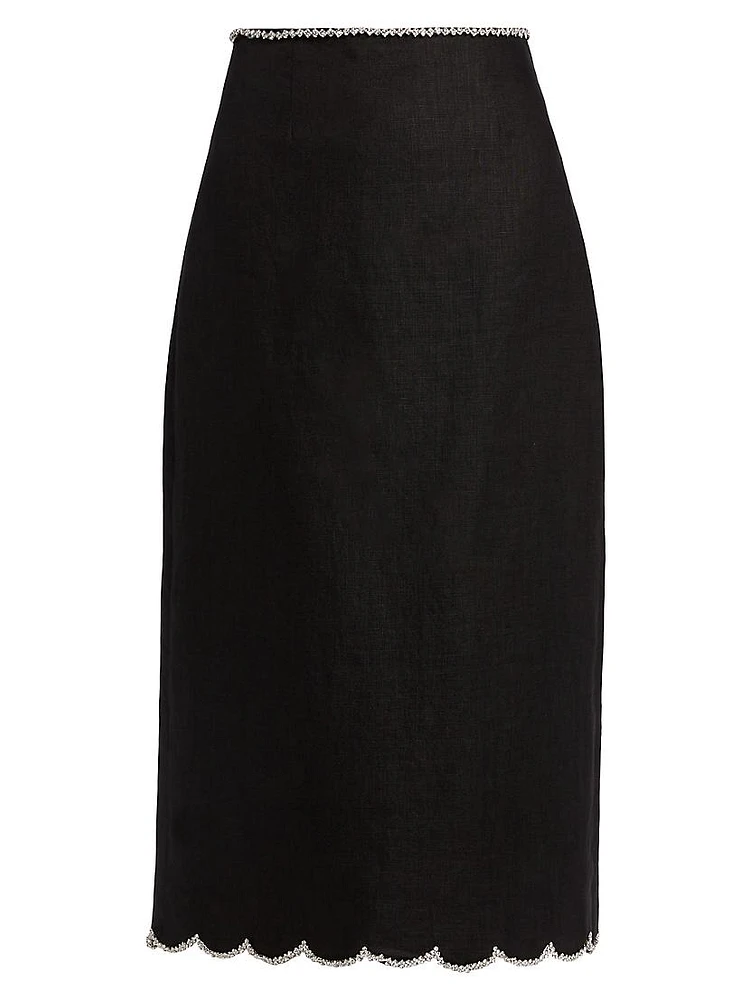 Crush Scalloped Midi-Skirt