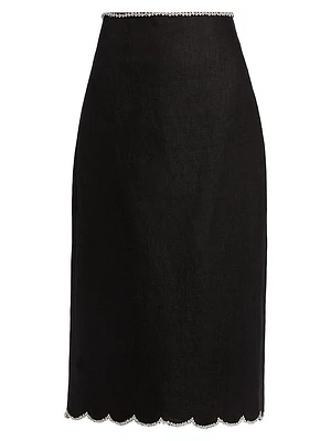 Crush Scalloped Midi-Skirt