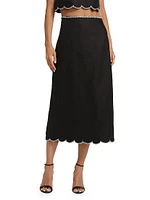 Crush Scalloped Midi-Skirt