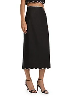 Crush Scalloped Midi-Skirt