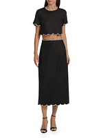 Crush Scalloped Midi-Skirt