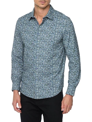 Claredon Geometric-Printed Stretch-Cotton Shirt