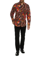 Floral Paisley Print Button-Up Shirt