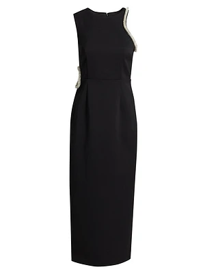 Nadya Crêpe Embellished Cut-Out Midi-Dress