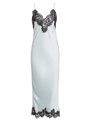 Lennon Satin-Lace Midi-Slipdress