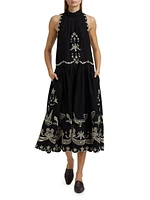 Kingsley Embroidered Tank Midi-Dress