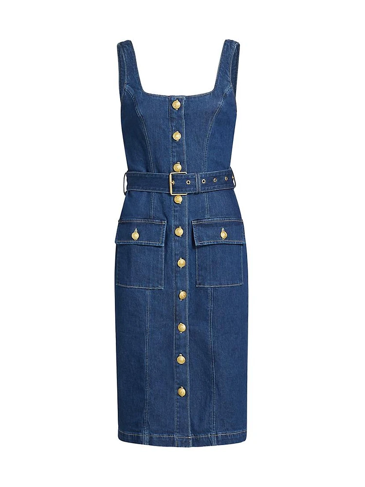 Idy Denim Button-Front Midi-Dress