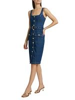 Idy Denim Button-Front Midi-Dress