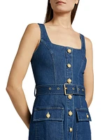 Idy Denim Button-Front Midi-Dress