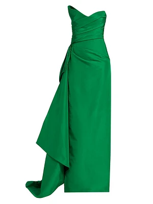 Asymmetric Draped Column Gown