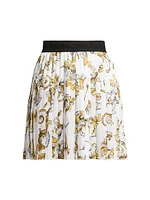 Baroque Logo Pleated Miniskirt