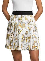 Baroque Logo Pleated Miniskirt
