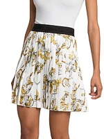 Baroque Logo Pleated Miniskirt
