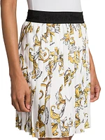 Baroque Logo Pleated Miniskirt