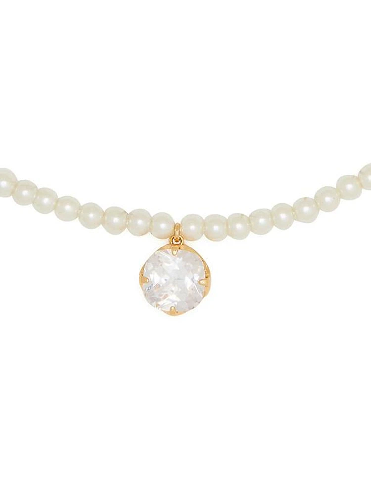 Pop Of Joy Goldtone, Cubic Zirconia & Imitation Pearl Necklace