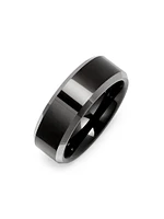 Black Tungsten Beveled-Edge Ring