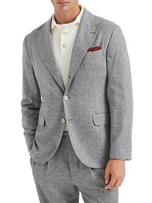 Chevron Deconstructed Blazer with Metal Buttons