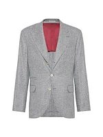 Chevron Deconstructed Blazer with Metal Buttons