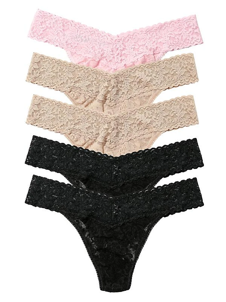 Signature Lace 5-Pack Original-Rise Thong Set