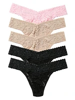 Signature Lace 5-Pack Original-Rise Thong Set