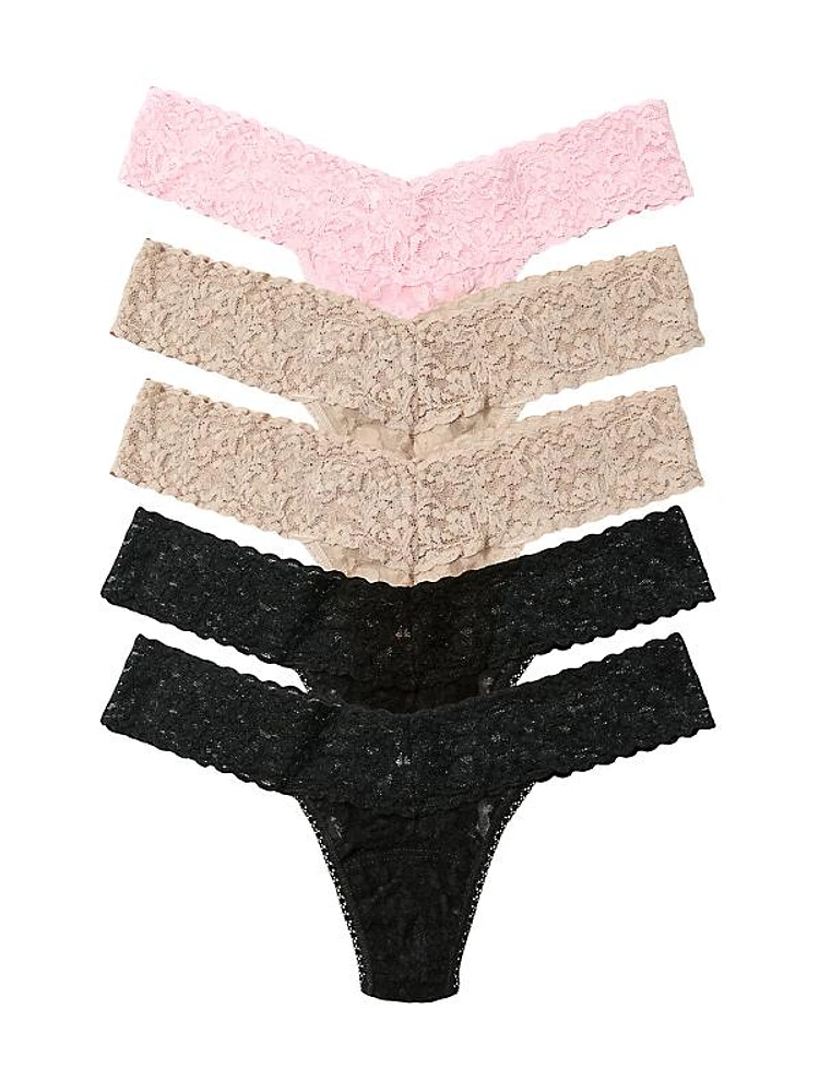 Signature Lace 5-Pack Low-Rise Thong Set