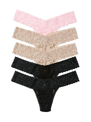 Signature Lace 5-Pack Low-Rise Thong Set