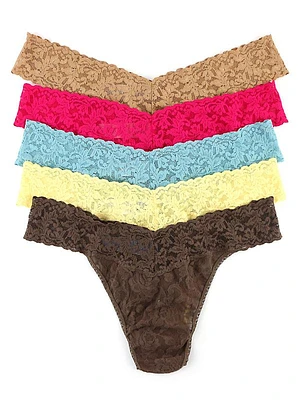 Signature Lace 5-Pack Original-Rise Thong Set