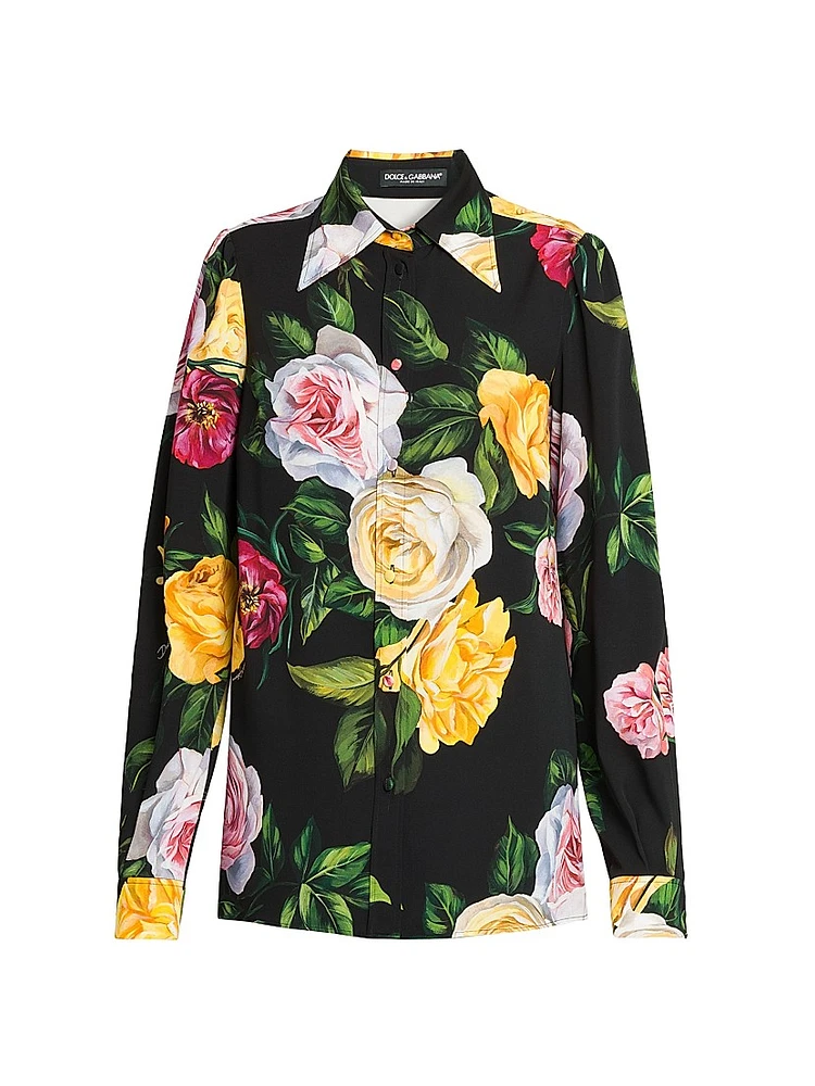 Stretch-Silk Button-Front Shirt