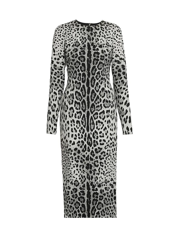 Leopard Stretch-Silk Midi-Dress