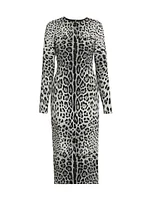 Leopard Stretch-Silk Midi-Dress