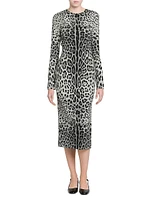 Leopard Stretch-Silk Midi-Dress