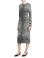 Leopard Stretch-Silk Midi-Dress