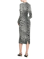 Leopard Stretch-Silk Midi-Dress