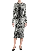Leopard Stretch-Silk Midi-Dress
