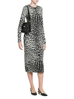Leopard Stretch-Silk Midi-Dress