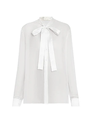Silk Chiffon Tieneck Blouse