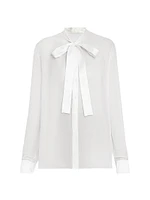Silk Chiffon Tieneck Blouse