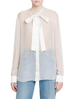 Silk Chiffon Tieneck Blouse
