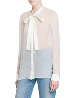 Silk Chiffon Tieneck Blouse